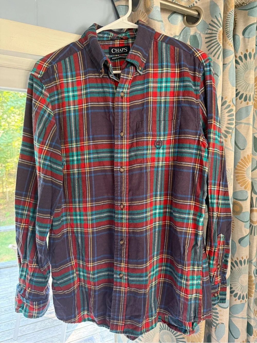 CHAPS Men’s Plaid Button-Down Shirt in Blue, Green, Red & Yellow